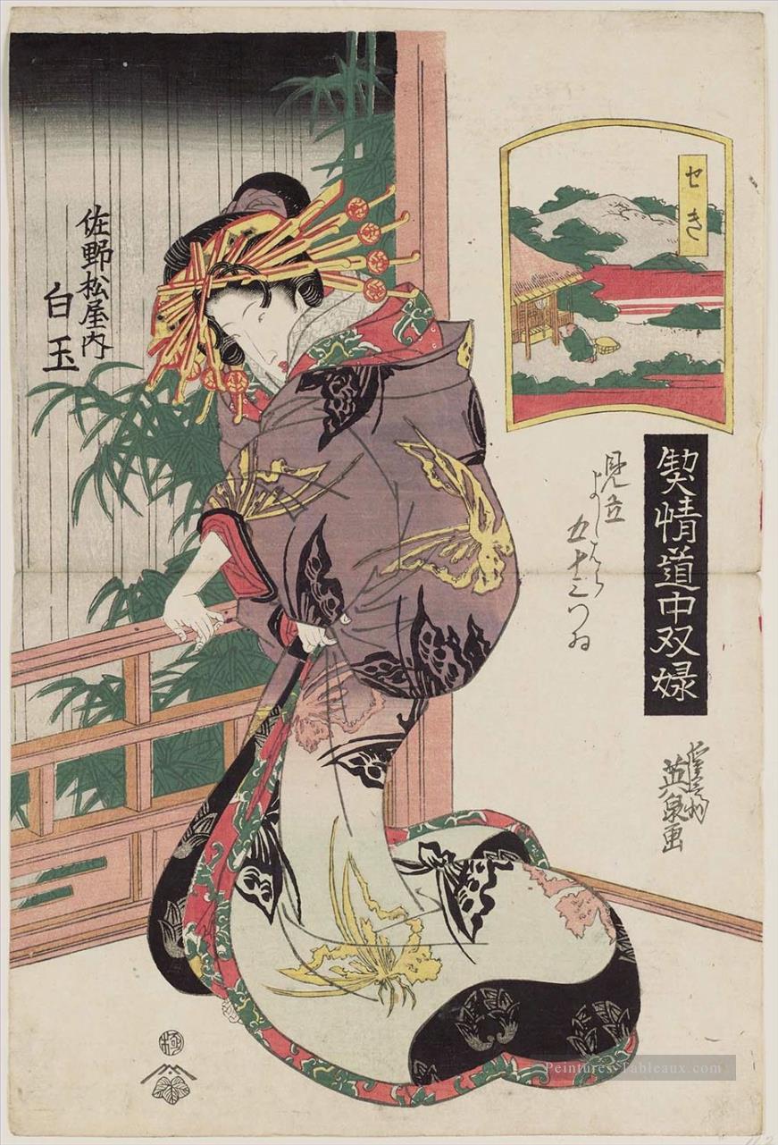 Seki Shiratama du Sano Matsuya 1823 Keisai, Ukiyoye Peintures à l'huile